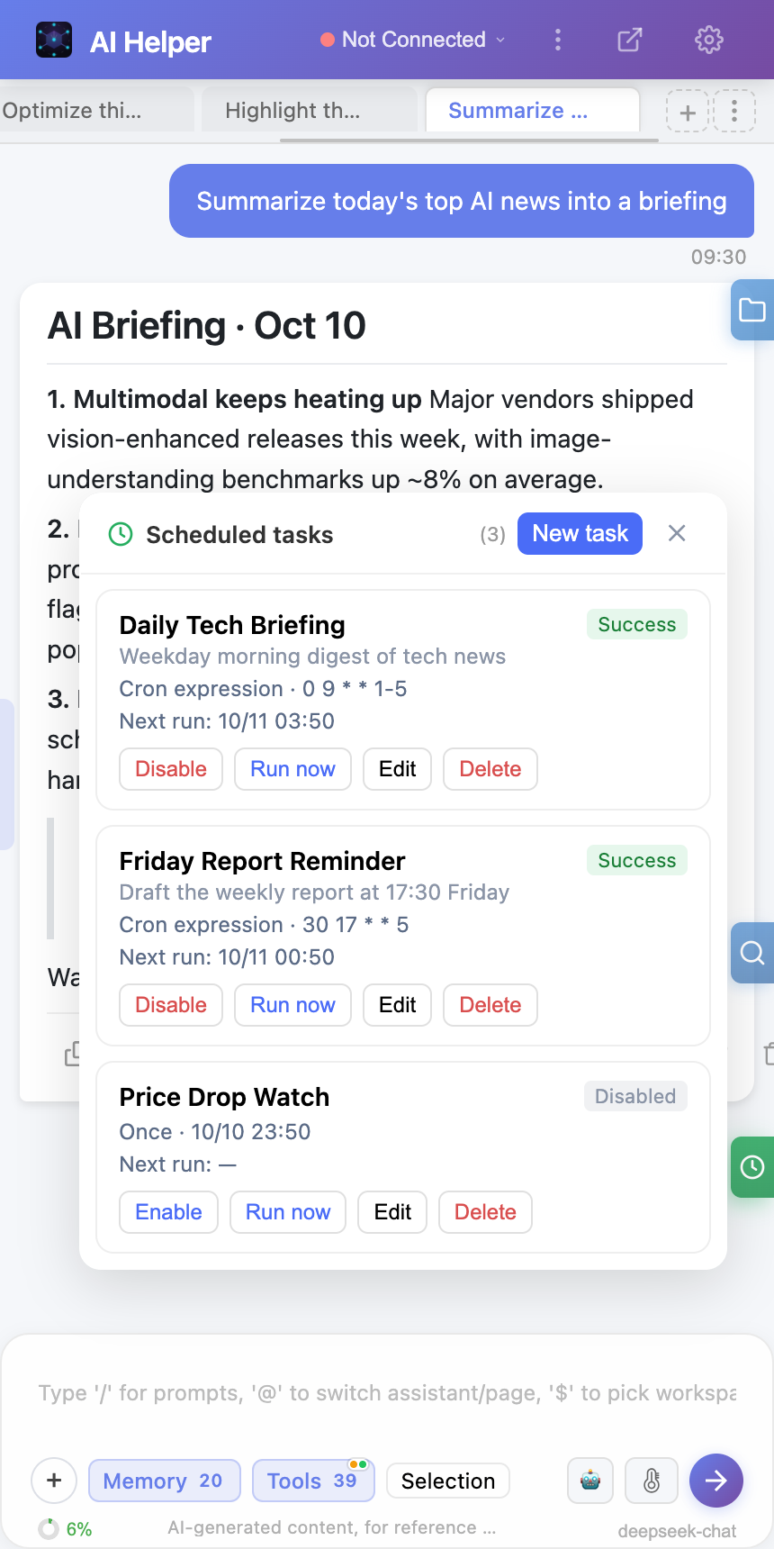Scheduled tasks